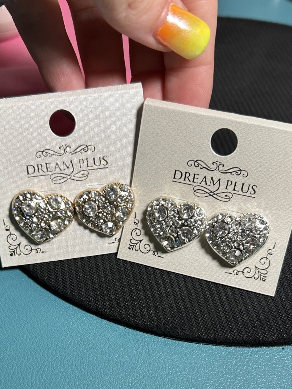 Dream Plus Sparkly Crystal Pave Heart Post Stud Earrings Pack Lot of 2 NWT